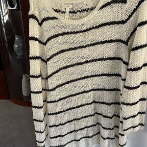 Soma Black and White Crew Neck Sweater Nautical Stripes